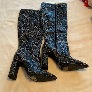 Knee high FAKE snake skin boots